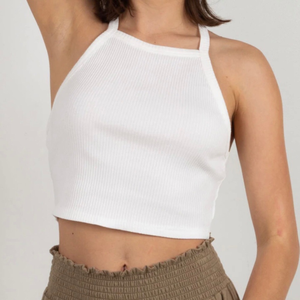 STPL RIBBED HIGH NECK RACER TANK
